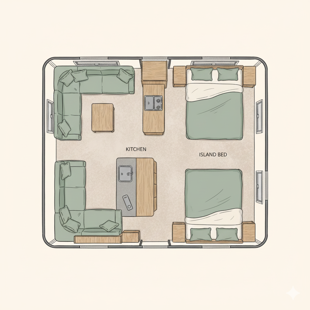 8ft Wide Island floorplan